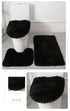3 Piece Solid Color Bathroom Carpet Set Non-Slip Toilet Lid Cover Rugs Kit