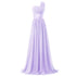 Bridesmaid Dress A Line Chiffon One Shoulder Pleated Back Lace Up Floor Length Wedding Dress