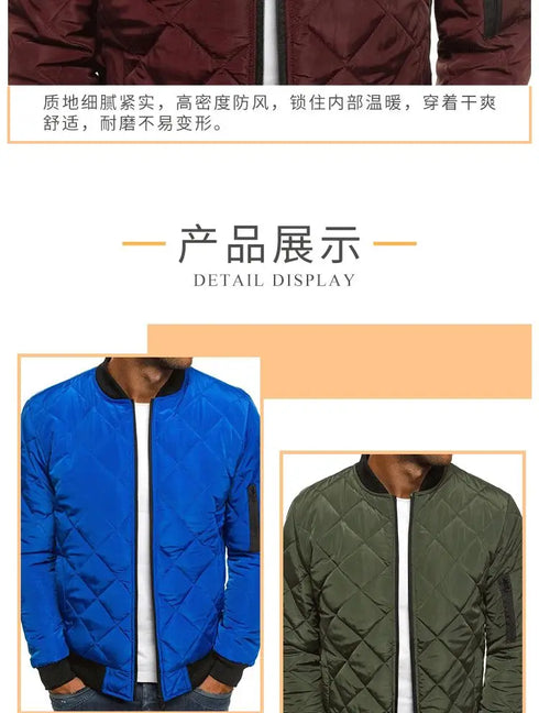Lightweight Cotton Jacket for Men - Vintage Style Baseball Collar Outerwear with Long Sleeves, Perfect for Autumn and Winter Casual Wear