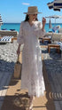 Elegant Embroidery White Lace Long Dress for Women Evening Occasion