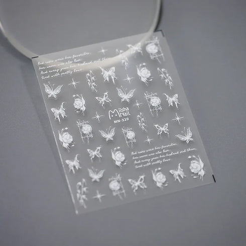 Kawaii Hydrangea 5D Embossed Flower Nail Art Stickers - Self-Adhesive Transfer Decals for Stunning DIY Nail Decoration