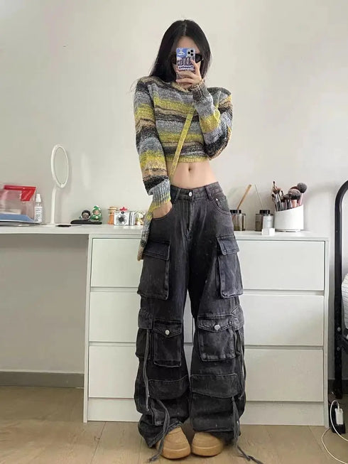 Trendy Wide-Leg Jeans for Women and Men - Stylish Multi-Pocket Overalls for All Seasons, Perfect for Fall Outfits with Jeans and Casual Looks