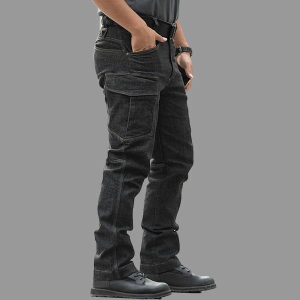 Men's Spring Combat Cargo Jeans Tactical Pants for Bikers