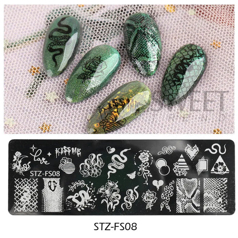 Winter Wonderland Nail Art Stamping Plate with Snowflake, Butterfly, and Rose Leaf Designs - Perfect for DIY Christmas Nail Polish Printing Template Tool