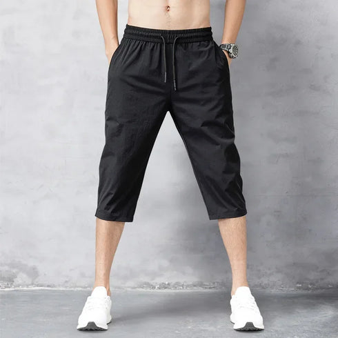 Men's Shorts Summer Breeches Thin Nylon 3/4 Length Trousers Quick Drying Beach Bermuda Board