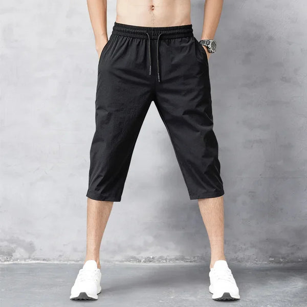 Men's Shorts Summer Breeches Thin Nylon 3/4 Length Trousers Quick Drying Beach Bermuda Board