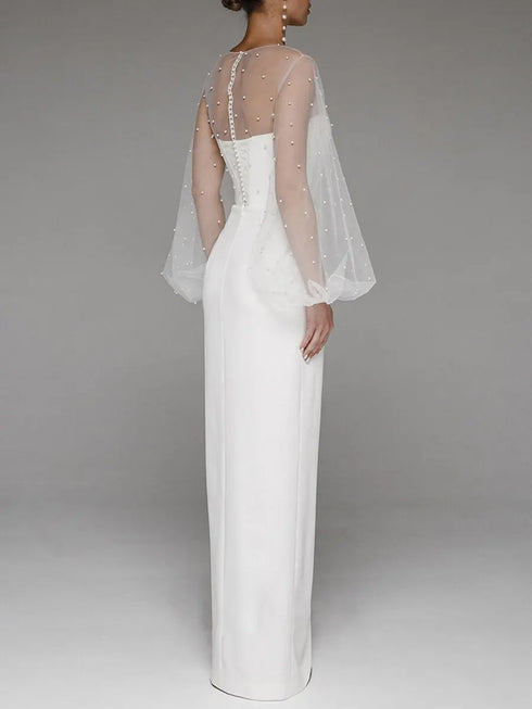 Sexy Wedding Dresses for Women Casual O-Neck Long Dress Elegant Evening Style