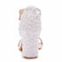 Elegant Pearl Lace Bridal Sandals with 7CM Thick Heels for Women