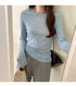 Slim Fit Long Sleeve O Neck T Shirt for Women Casual Streetwear Tops