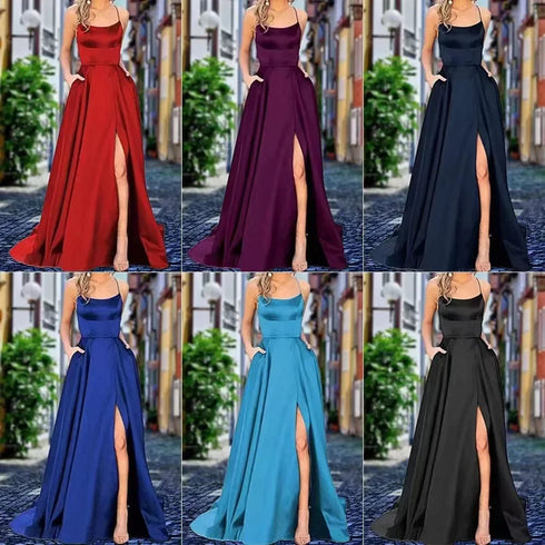Strapless Satin Ball Gown With Train For Formal Banquet Evening Wedding Dress Silhouette Classic