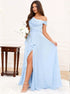 Bridesmaid Dress One Shoulder Chiffon With Pleated Ruffles A-Line Floor-Length Slit Bridal Dress