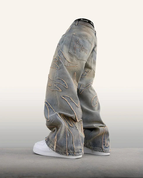 Retro Hip Hop Loose Y2k Men Jeans Casual Denim Pants