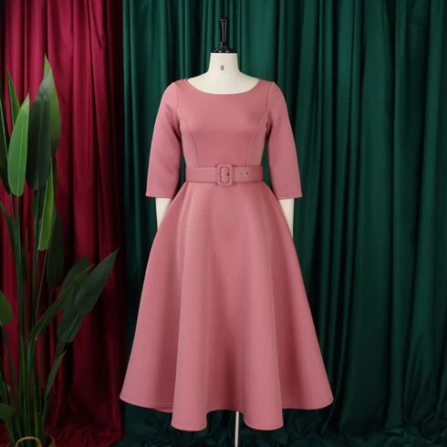 Elegant Women Party Dresses A Line with Waist Belt for Classy Office and Wedding Guests