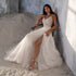 Spaghetti Strap Wedding Dress A-Line Sleeveless Lace Appliques Backless Beach