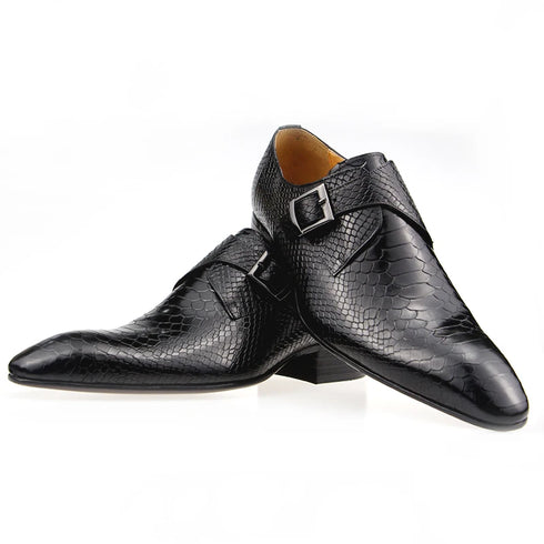 Snake Print Cowhide Leather Brogue Shoes for Men: Elegant Style for Wedding, Party & Office