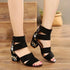 Embroidered Vintage Mid Heel Summer Sandals For Women