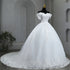 Plus Size White Wedding Dresses Off The Shoulder Wedding Gowns Elegant Long Appliques Pearls Bridal Dress