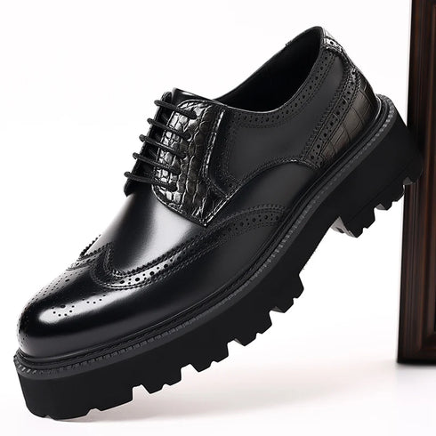 Mens Derby Shoes Height Increase Formal Dress Footwear Casual Leather Oxford Shoes