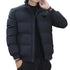 Versatile Winter Down Jacket for Men - Casual Solid Color Thick Warm Outerwear with Printed Design and Appliques