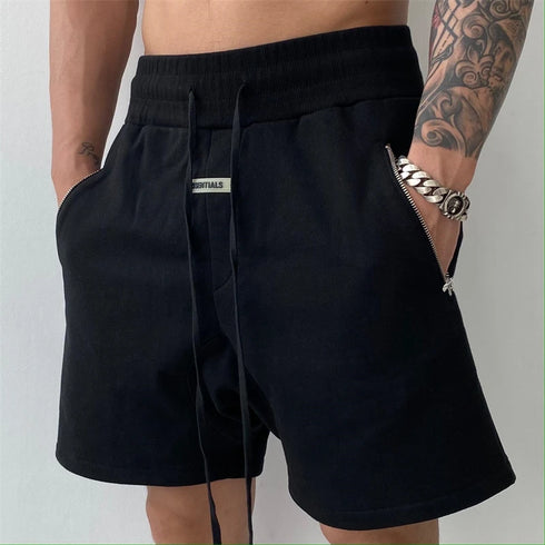 Men's Shorts High Street Retro Casual Fashion Cotton Double Zipper Five Point Pants Summer Sports Fitness Loose Shorts
