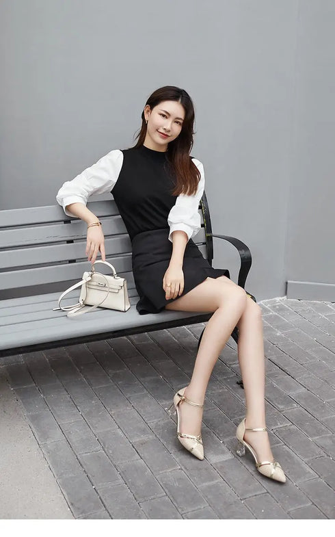 Gold Women Sandals Party High Heels Slip-On Sexy Shoes