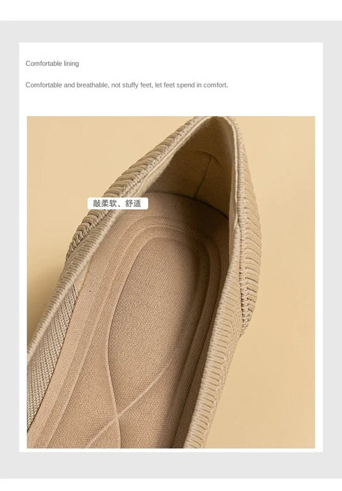 Stylish Women's Pointed Toe Slip-On Flat Pumps for Casual Spring and Autumn Wear