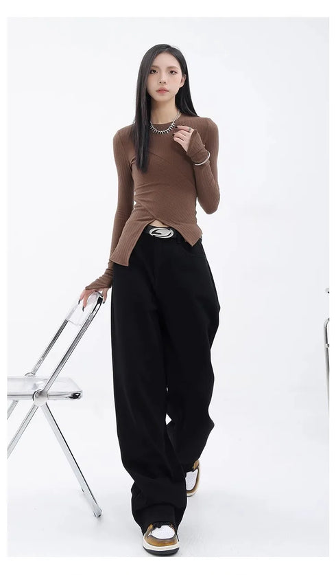 Baggy Straight Denim Pants Women Casual High Waist Vintage Jeans