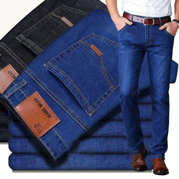 Men's Fashion Business Jeans Casual Stretch Slim Fit Trousers