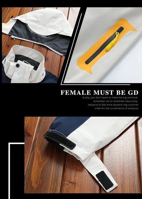 Men's Waterproof and Windproof Outdoor Windbreaker Jacket with Multi Pockets for Spring and Autumn Adventures, Durable Hoodie Coat for Casual Mountaineering and Outdoor Activities