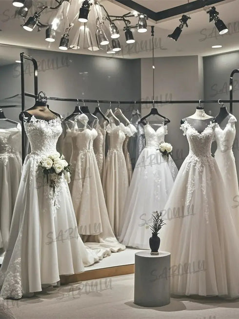 Bohemian Wedding Dress for Women with Long Flare Sleeves