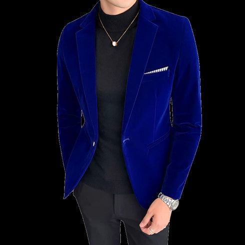 Spring Velvet Wedding Dress Coat Casual Suit Jacket Men's Blazer Business Costume