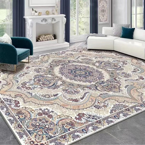 French Retro Persian Carpet Non Slip Mat for Living Room and Bedroom Rug