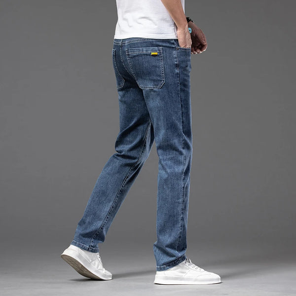 Large Plus Size Men's Summer Denim Jeans Elastic Waist Casual Pants