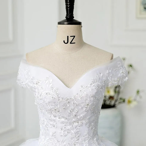 Maria Novia Off The Shoulder Princess Sweetheart Wedding Dress For Women Glitter Vintage Bride Bridal