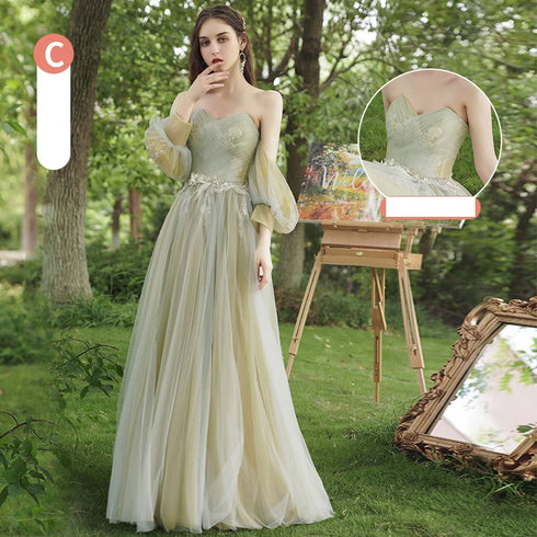 Strapless Applique Tulle Bridesmaid Dress With Floral Embellishments Evening Gown