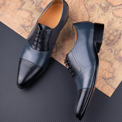 Versatile Lace-Up Oxford Style Dress Shoes for Men - Formal Office & Casual Suit Footwear