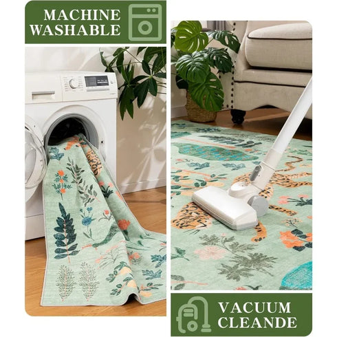 Jungle Animal Area Rug Non Slip Machine Washable Floor Mat for Living Room and Bedroom Decor