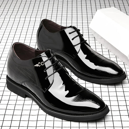 Elevator Dress Shoes for Men Patent Leather Heighten Formal Oxfords