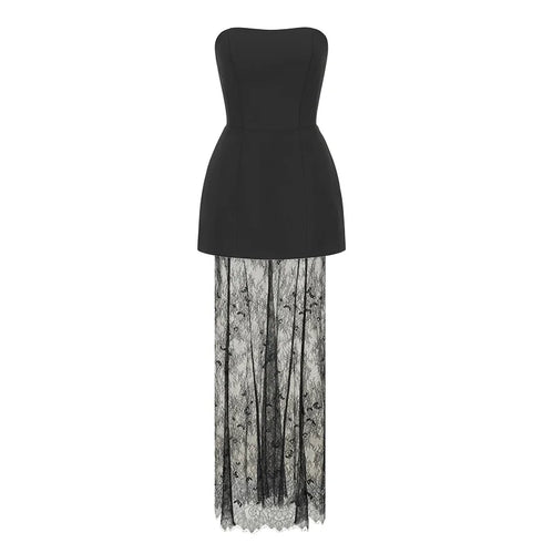 Lace Long Skirt Set with Sexy Sheath Vest Top for Evening Parties