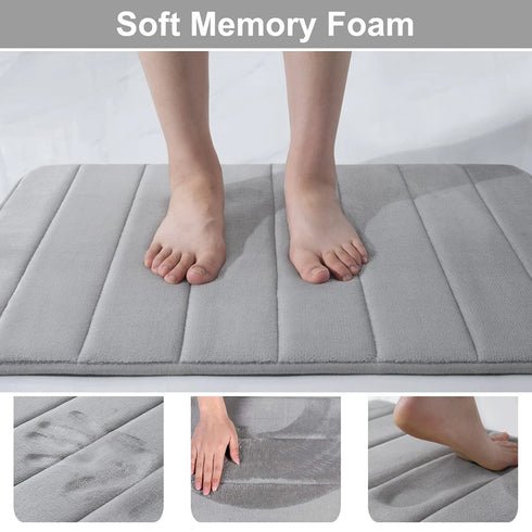Absorbent Non-Slip Bath Mat Soft Memory Foam Bathroom Rug Machine Washable Foot Mat