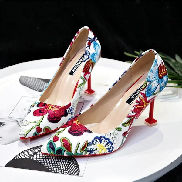 Print Random Sexy High Heels Shoes Women Shallow Dress Pumps