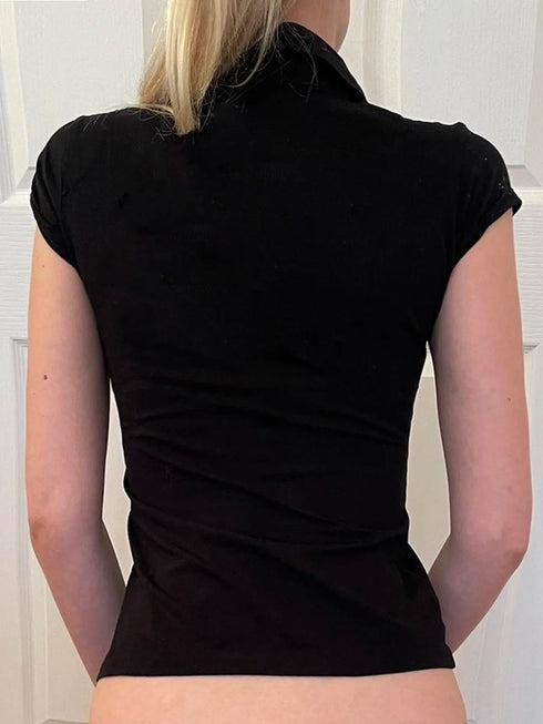 Fashion Safari Style Summer New Hottie Chic Polo Shirts Metal Button Slim Fit Design Packets Causal T-Shirts