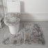 3 Piece Solid Color Bathroom Carpet Set Non-Slip Toilet Lid Cover Rugs Kit