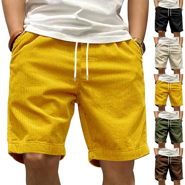 Trendy Retro Corduroy Men's Casual Work Shorts for Summer