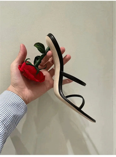 Elegant Floral Open Toe Sandals for Women - Party Ready High Heels