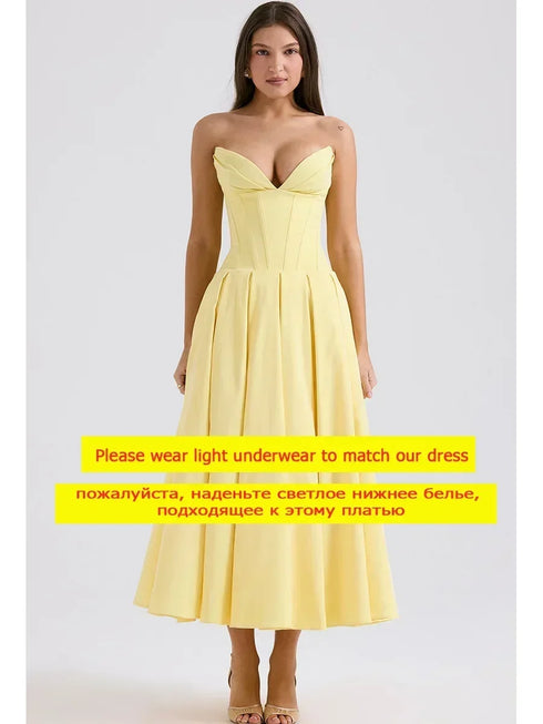 Mingmingxi Summer Strapless Bodycon Dresses Women Elegant Party Dresses