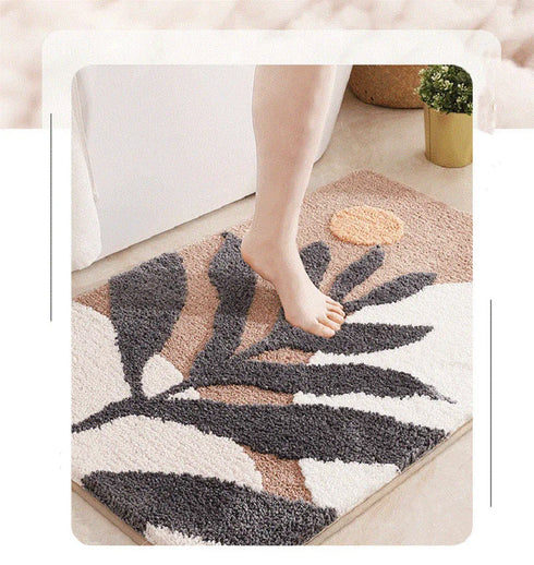 Leaves Bathroom Rugs Non Slip Soft Microfiber Bath Mat Extra Soft Water Absorbent Shower Floor Rug