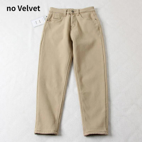 Winter Thicken Plus Velvet Harlem Jeans Women Denim Trouser