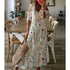 Floral Print Casual Dress for Women V Neck Half Sleeves Bohemian Holiday Beach Style