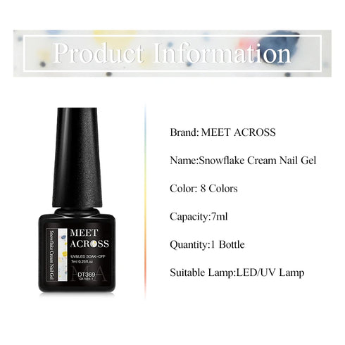 Milky White Snowflake Cream Gel Nail Polish with Pink Glitter Sequins for Stunning Fall Nail Art Design - Soak Off UV LED Varnish for Lasting Beauty
